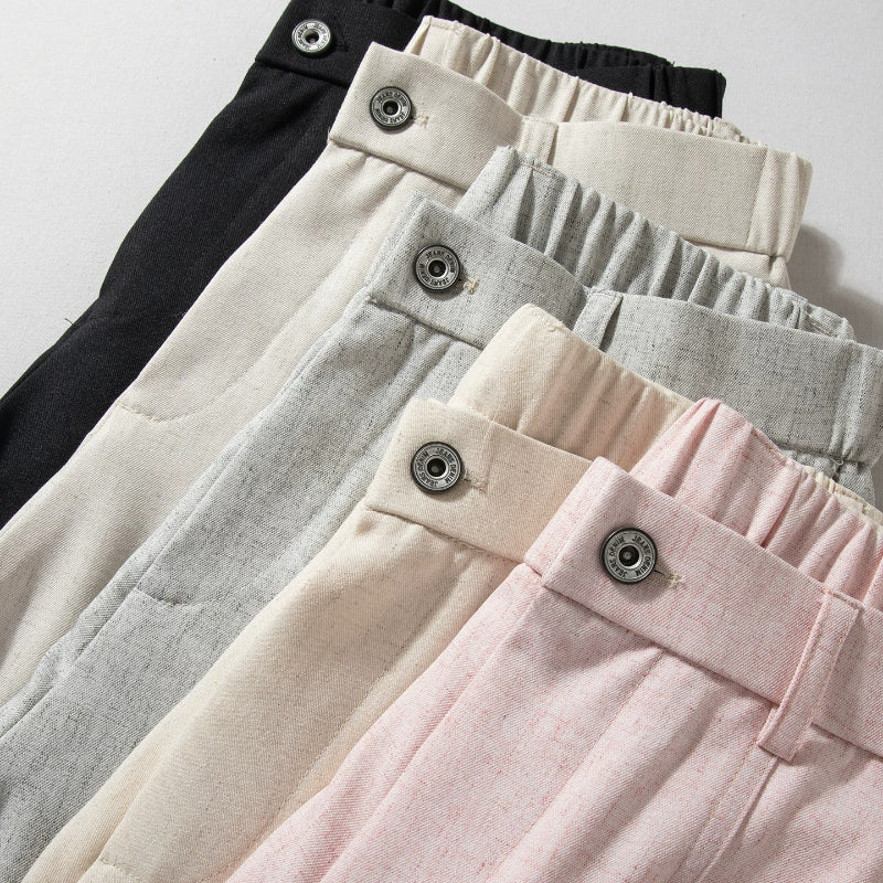 Flowy Wide-leg Straight Cropped Trousers