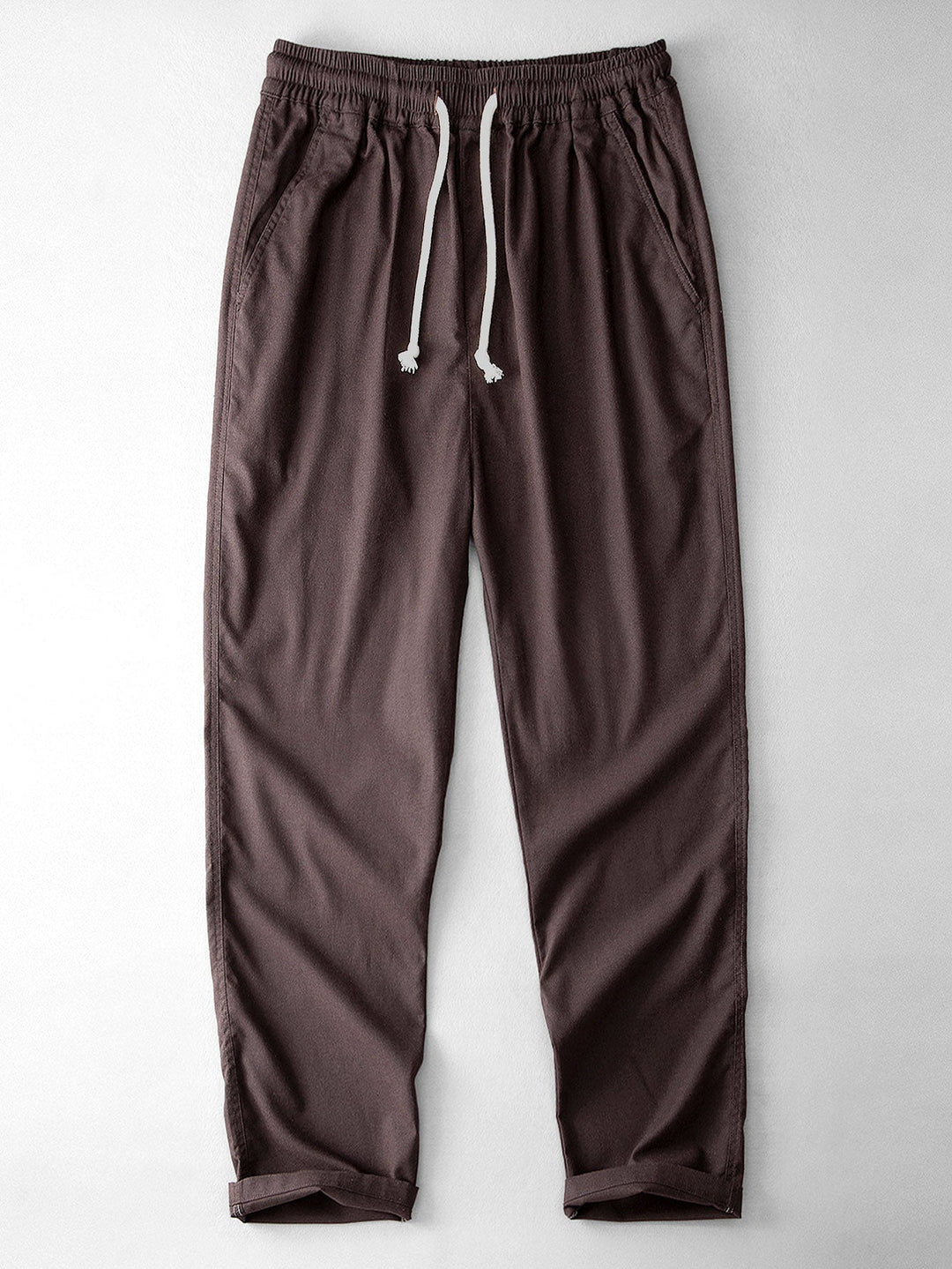 Relax Fit Crochet V Neck Knit Polo &amp; Straight Leg Linen Pants
