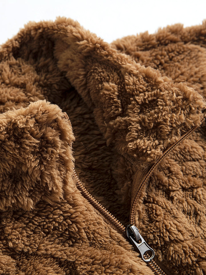 Geometric Jacquard Teddy Jacket