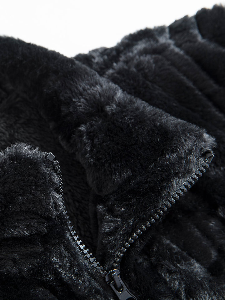 Faux Fur Zip-Up Stand Collar Vest