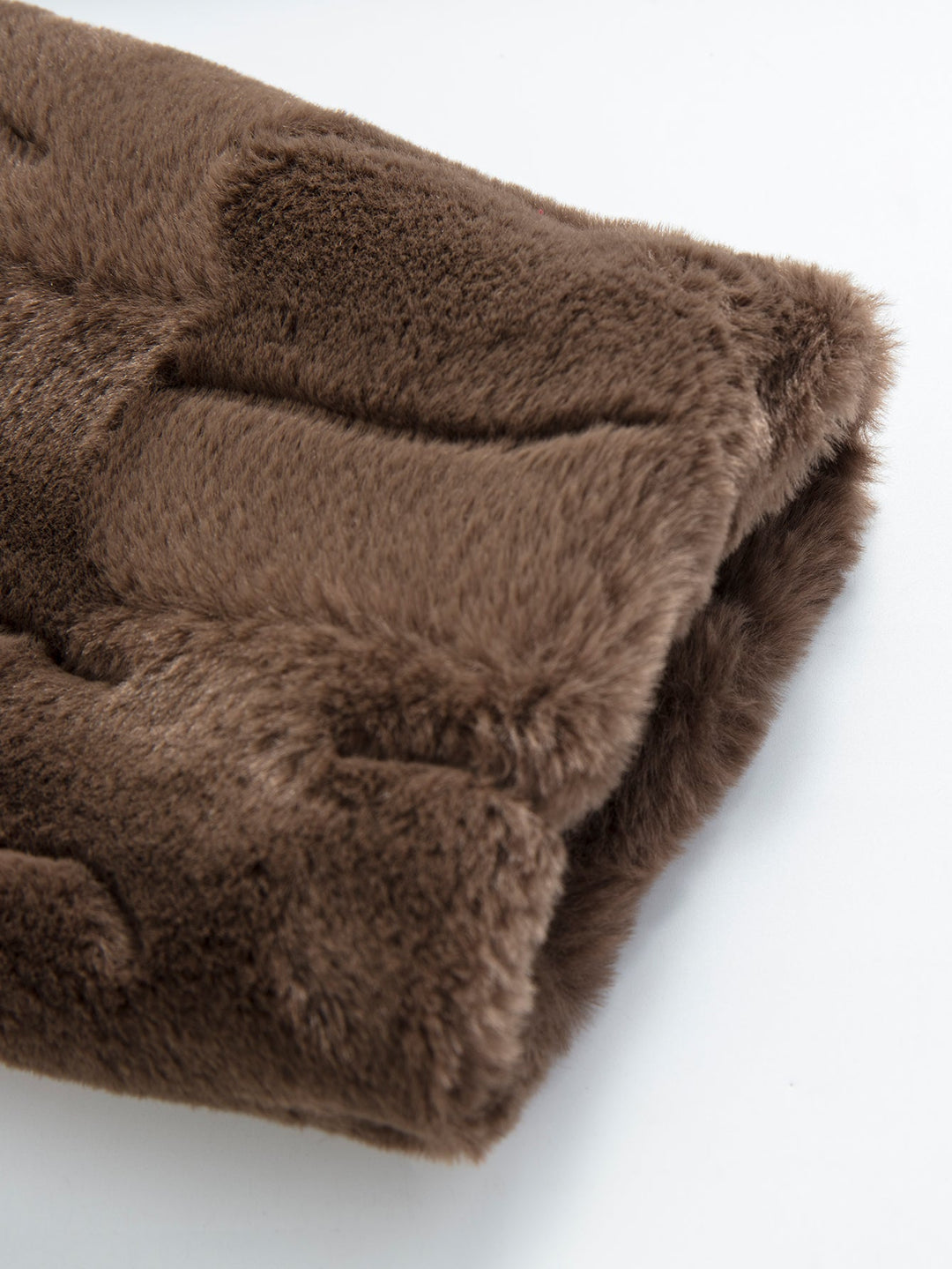 Faux Fur Textured Notch Lapel Overcoat