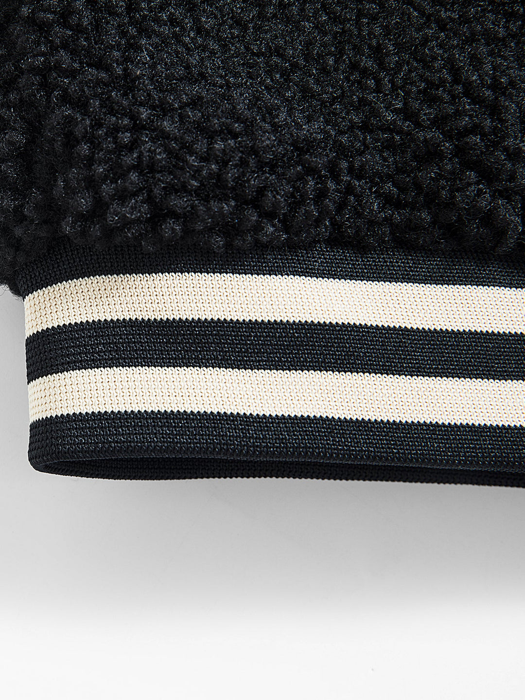 Teddy Fleece Contrast Baseball Jacket