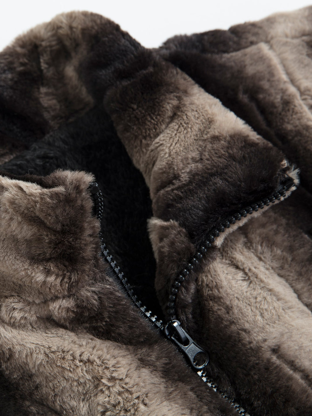 Faux Fur Zip-Up Stand Collar Vest