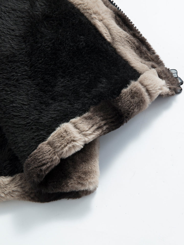 Faux Fur Zip-Up Stand Collar Vest