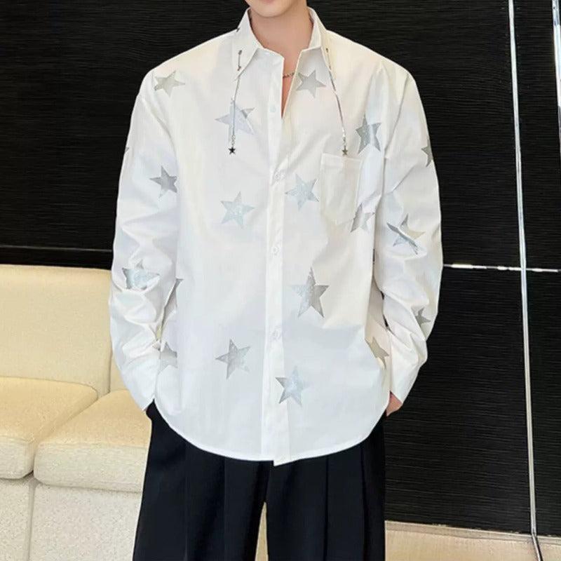 Starry Sky Print Loose-Fit Shirt
