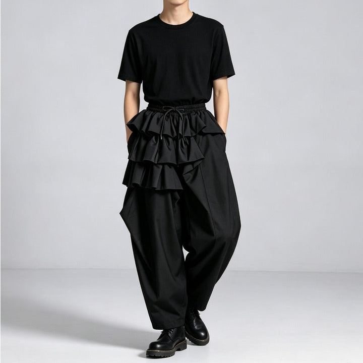 Japanese Asymmetric Loose Wide-Leg High-Waisted Skirt-Pants