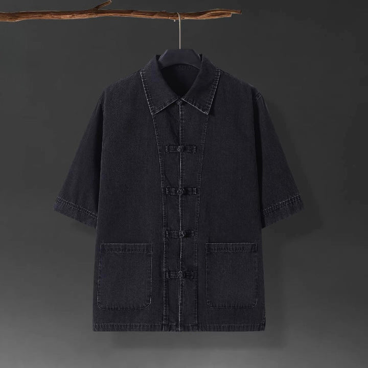 Denim Loose Button-Up T-Shirt