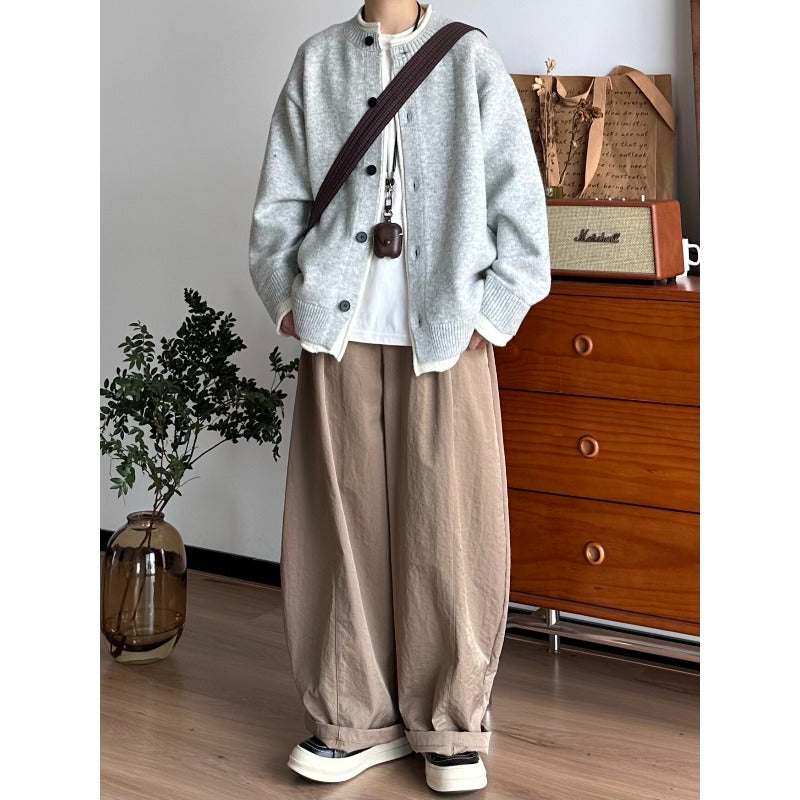 Japanese Loose-fitting Textured Wide-leg Pants