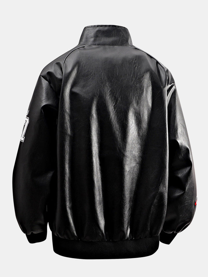 Embroidered Racing Leather Jacket