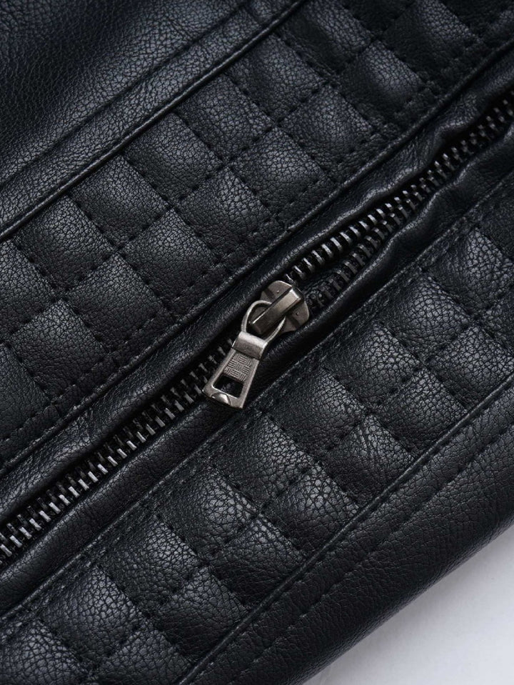 2 In 1 PU Leather Jacket With Detachable Hood