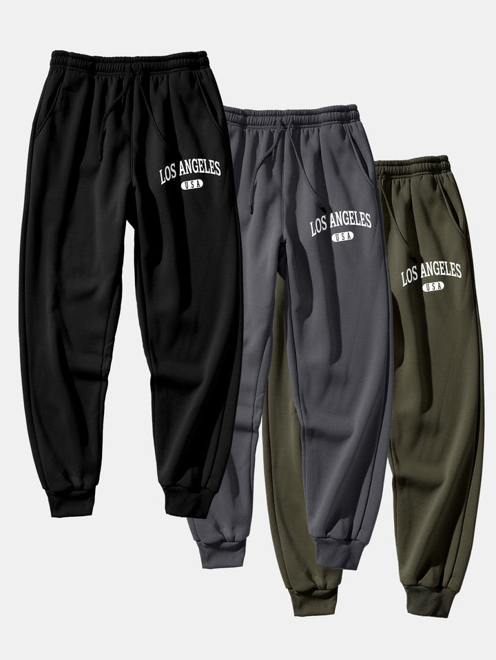 3 Pieces Los Angeles Print Jogger Pants