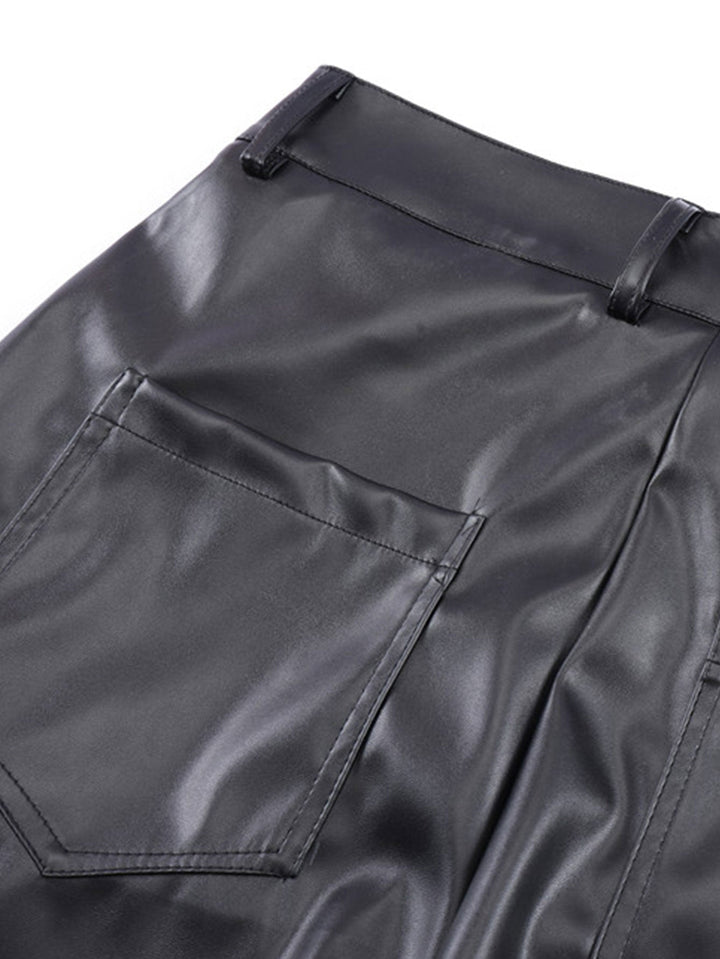 Ruched PU Leather Pants