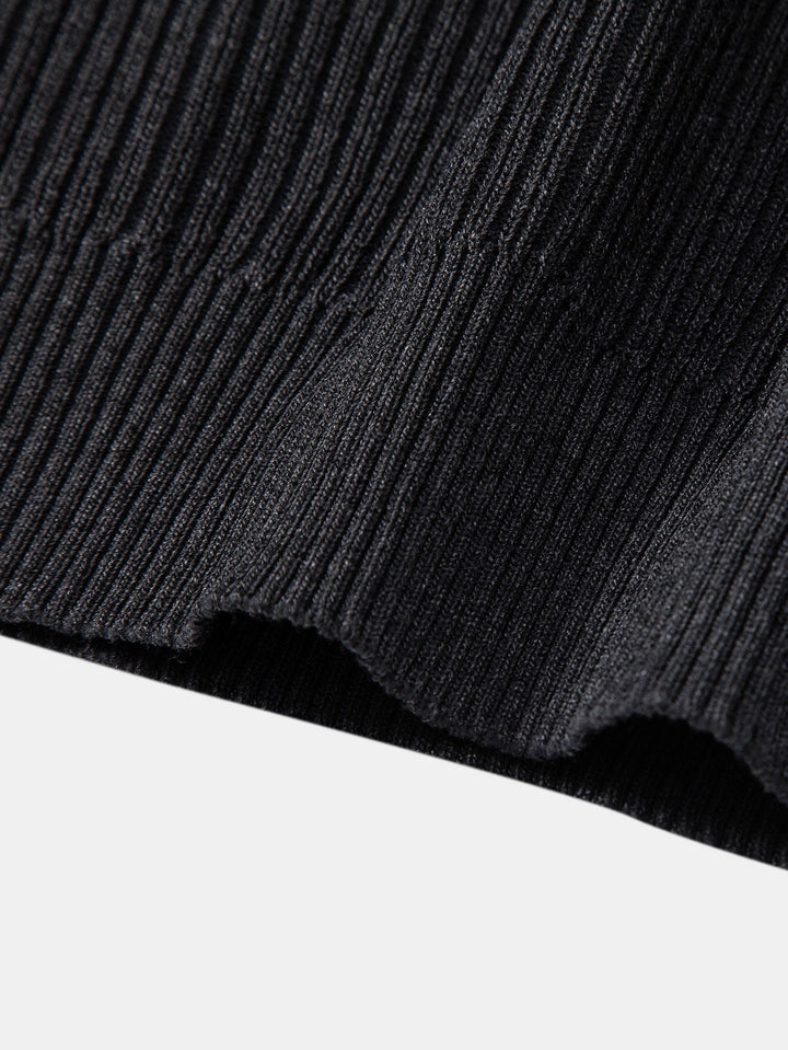 Striped Gradient Knitted Polo Shirt &amp; Slim Fit Tapered Trousers