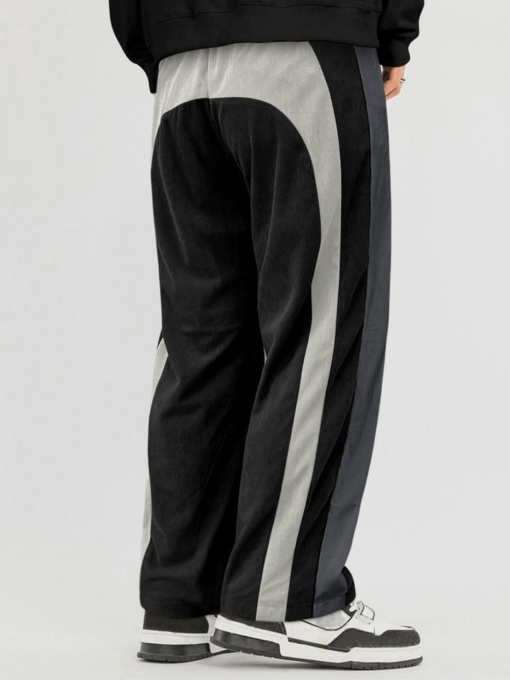 Color Block Corduroy Straight Leg Pants