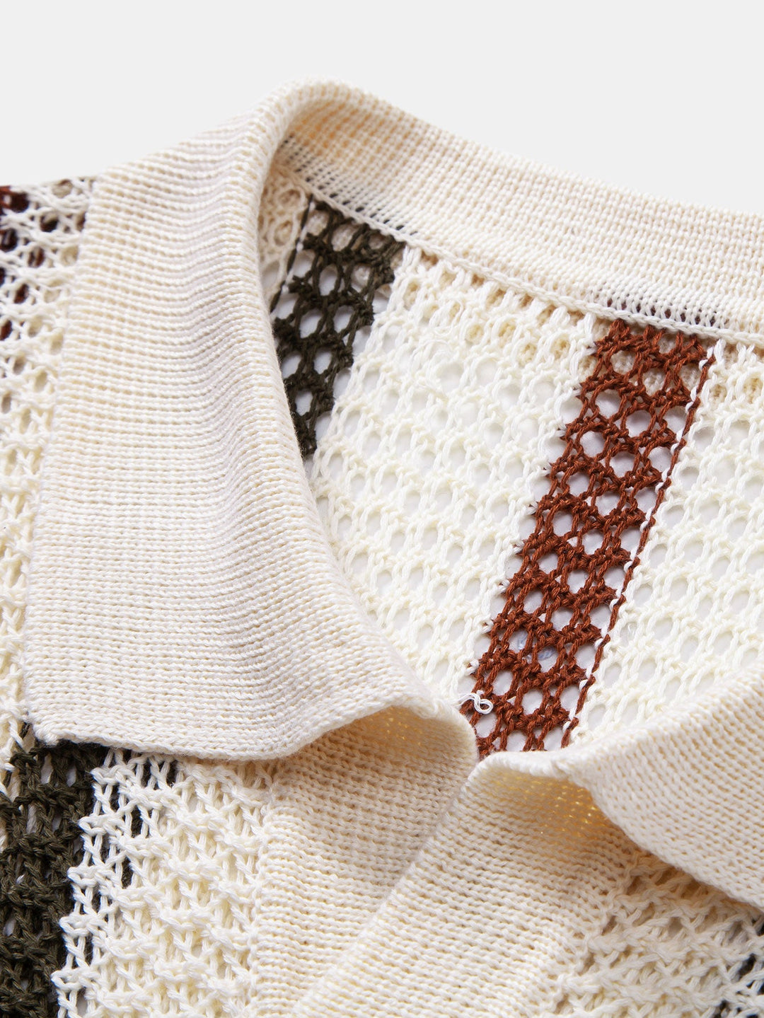 Striped Crochet V Neck Polo &amp; Straight Leg Linen Pants