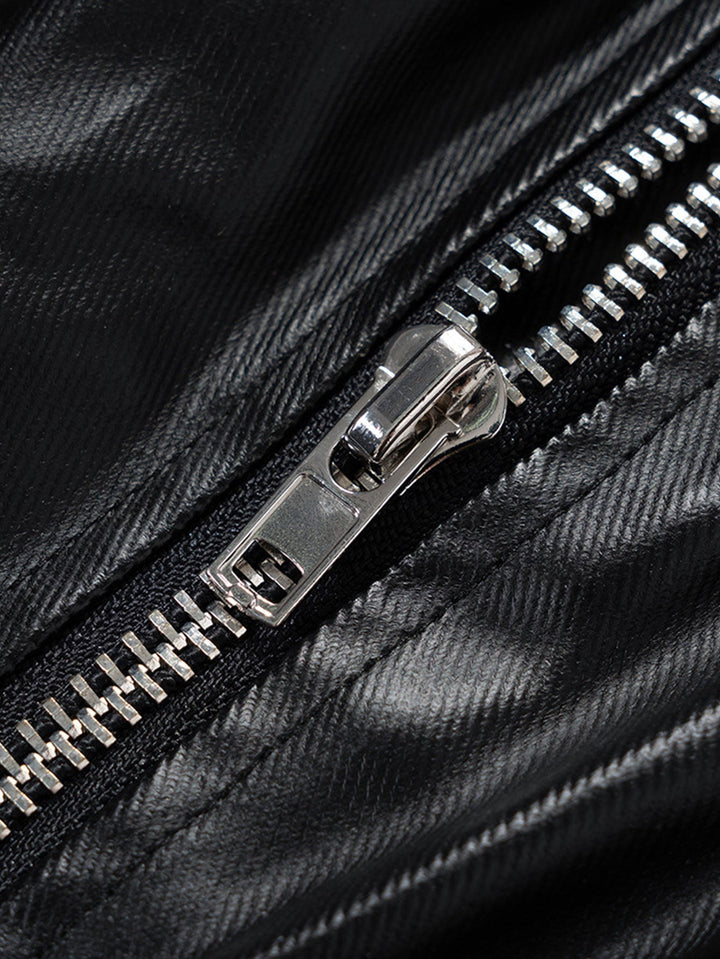 PU Leather Cargo Wide-Leg Pants