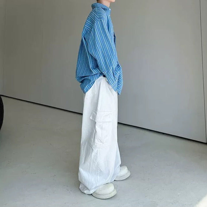 Loose-Fit Striped Collared Shirt