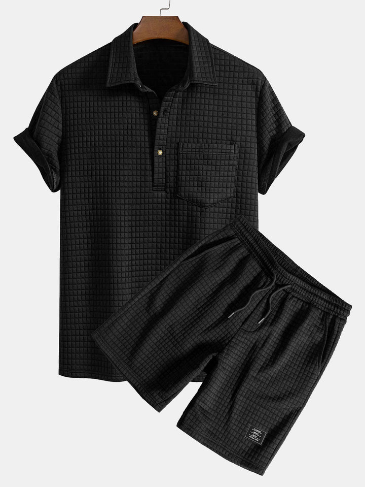 Waffle Polo With Pockets &amp; Shorts