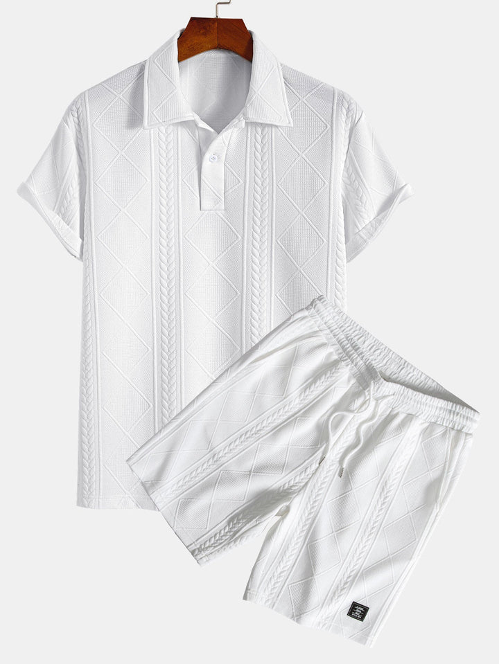Geometric Jacquard Polo &amp; Shorts