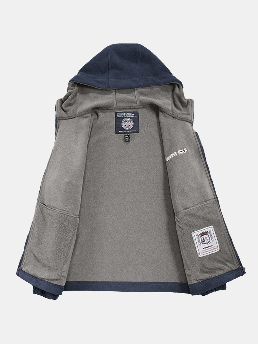 Polar Fleece Zipper Pocket Hooded Coat