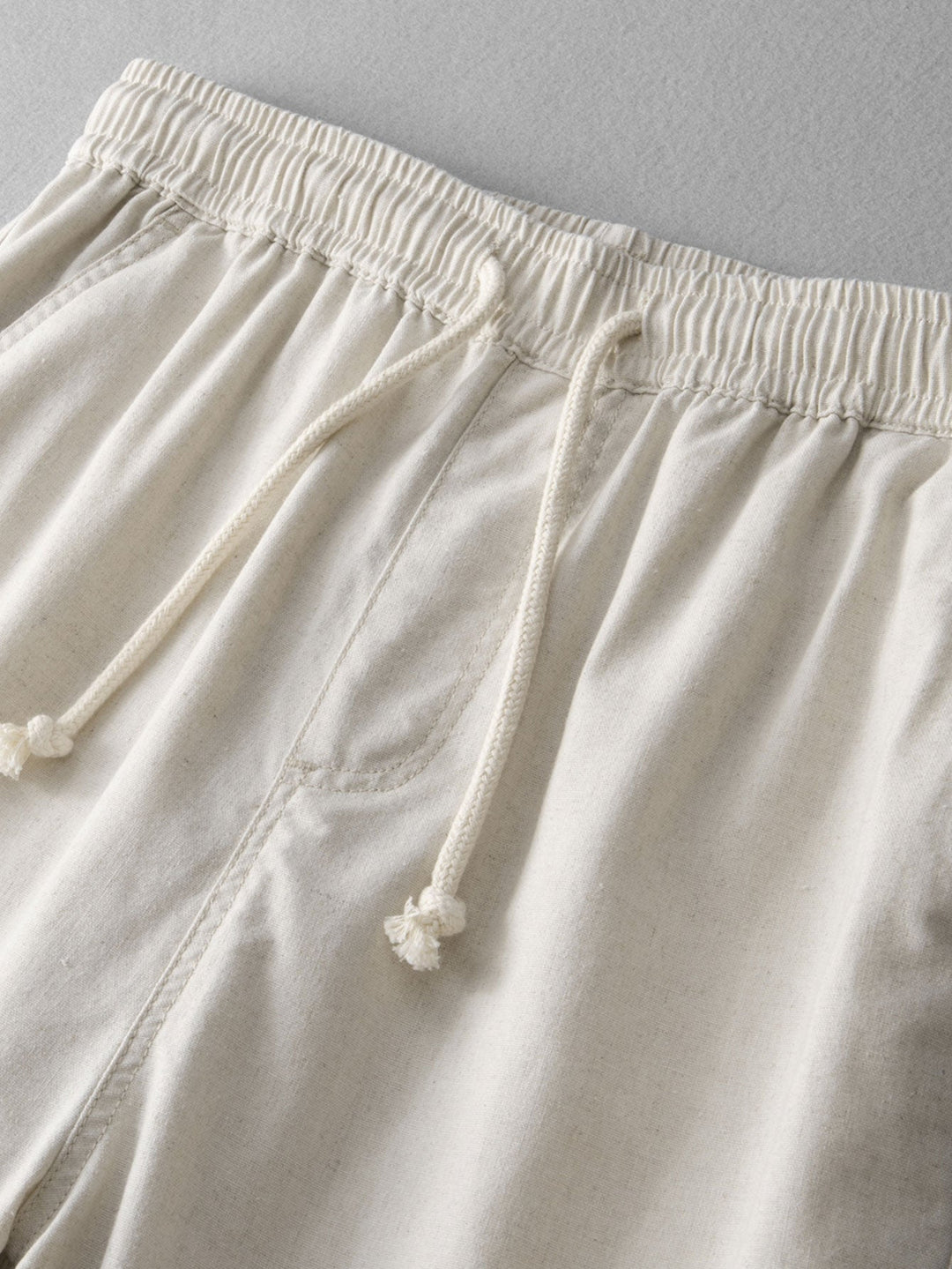 Stripe Waffle Johnny Collar Polo &amp; Straight Leg Linen Pants