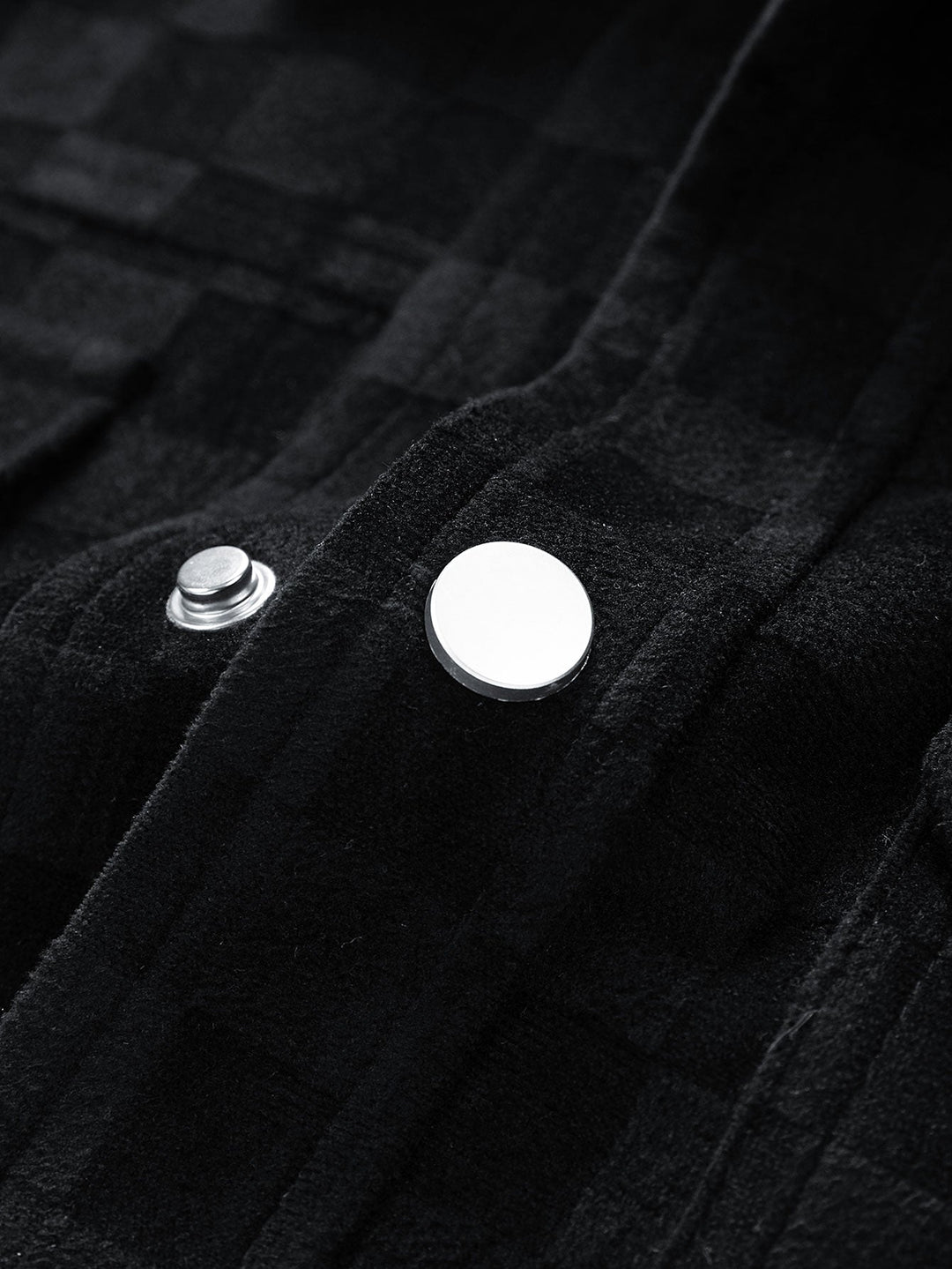 Checkerboard Print Faux Suede Pocket Jacket