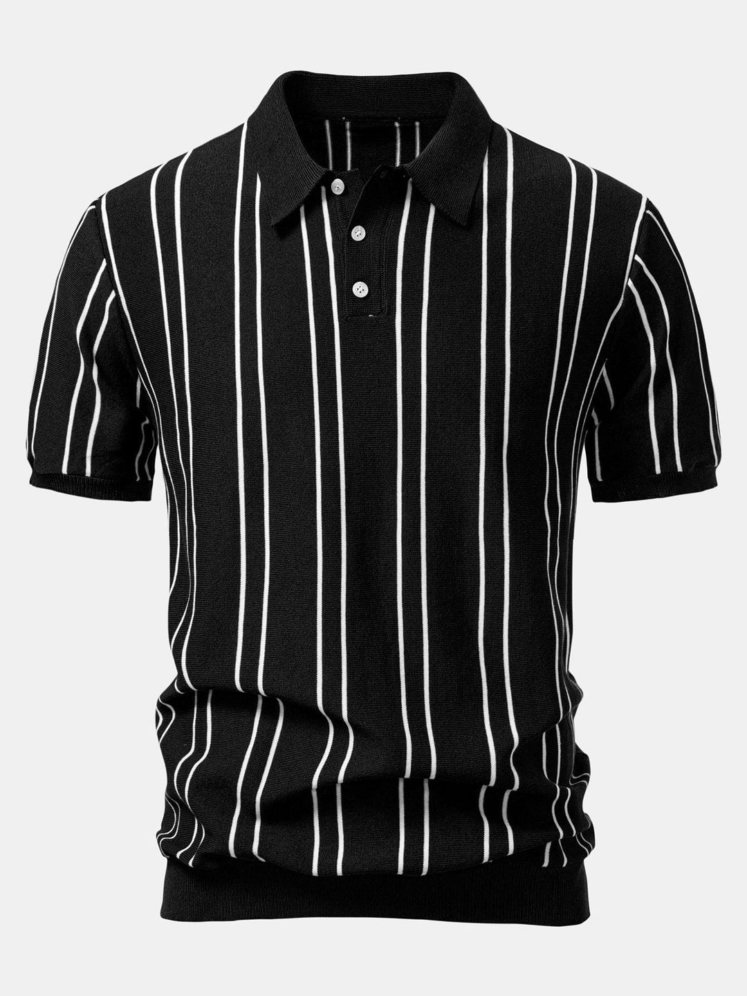Striped Knitted Polo Shirt &amp; Slim Fit Tapered Trousers