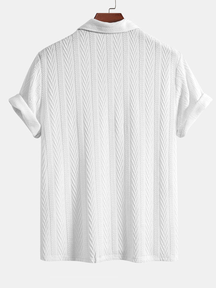Short Sleeve Jacquard Polo &amp; Straight Leg Ribbed Pants