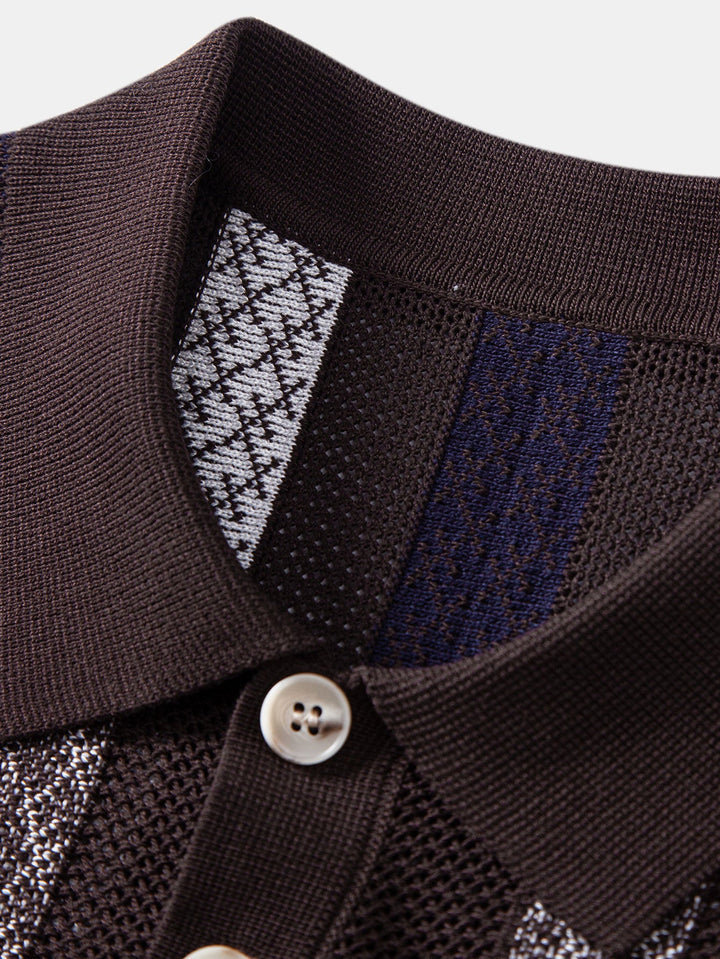 Striped Textured Knit Polo &amp; Elastic Waist Chino Shorts
