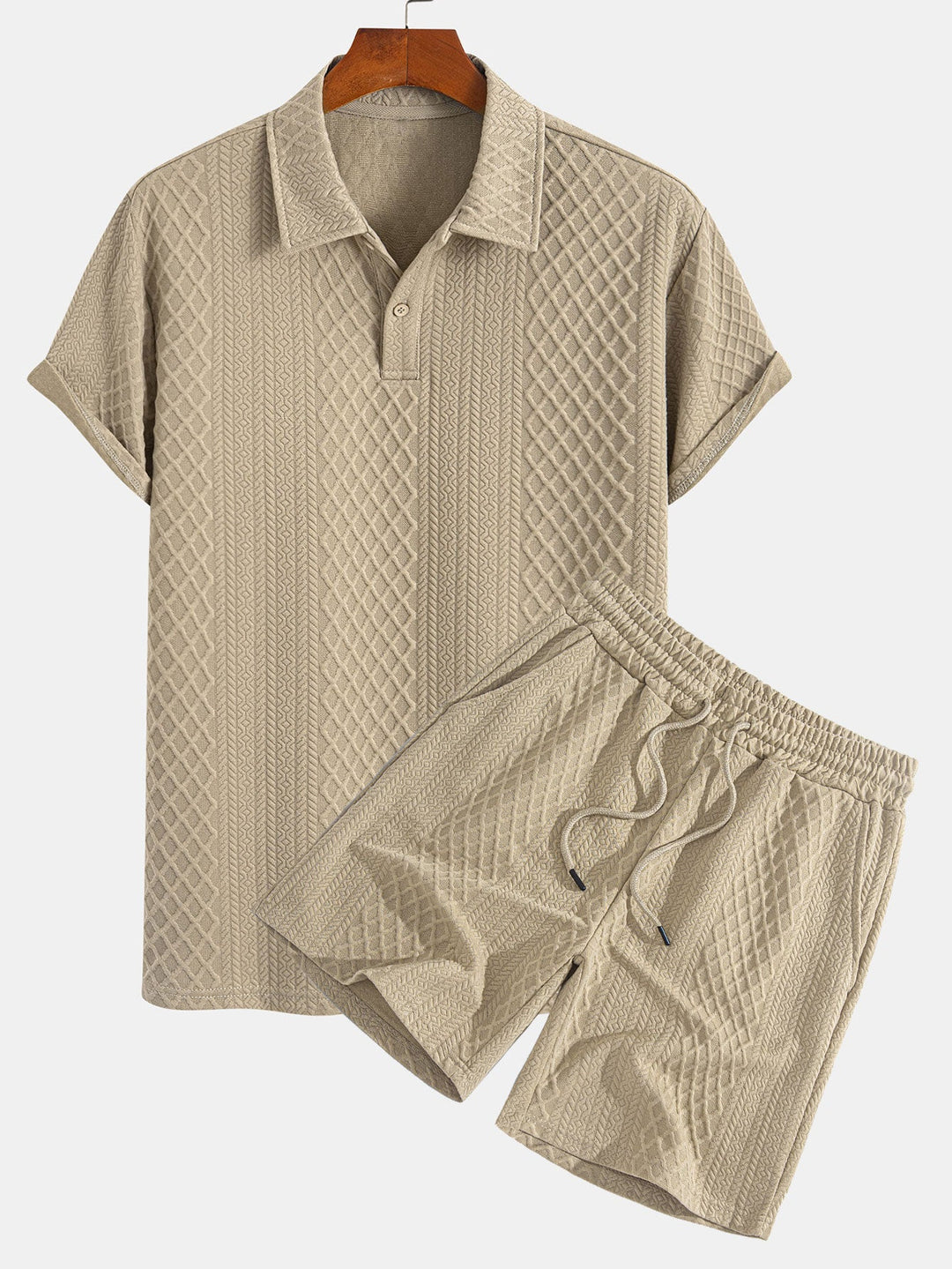 Geometric Diamond Jacquard Polo &amp; Shorts