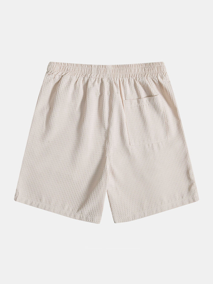 Knitted Waffle Polo Shirt &amp; Waffle Drawstring Shorts