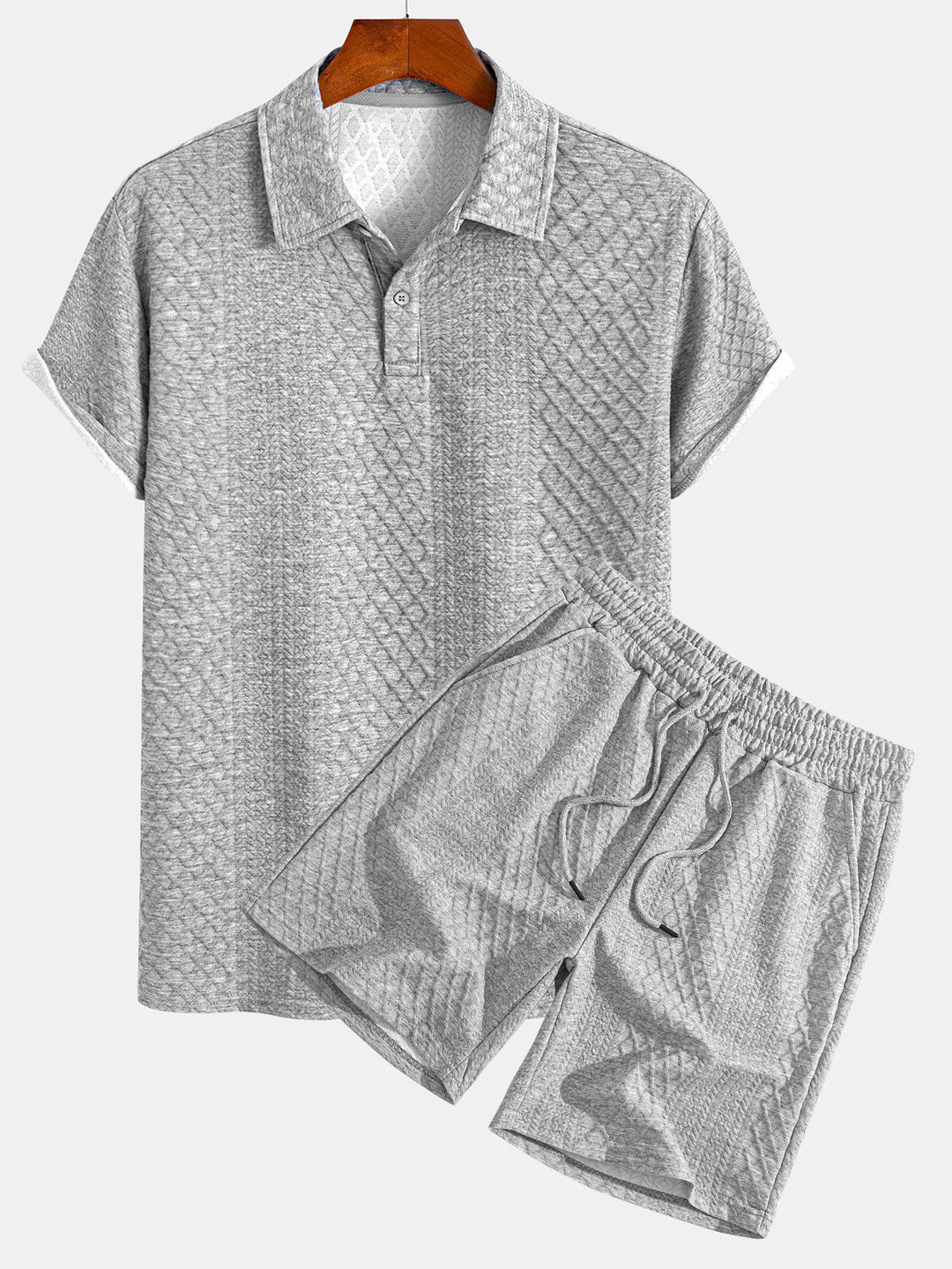 Geometric Diamond Jacquard Polo &amp; Shorts