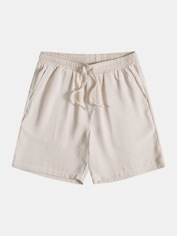 Knitted Waffle Polo Shirt &amp; Waffle Drawstring Shorts