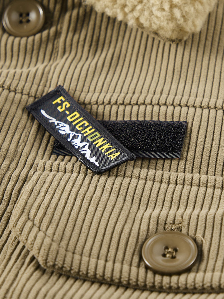 Teddy Fleece Lined Button Up Corduroy Jacket