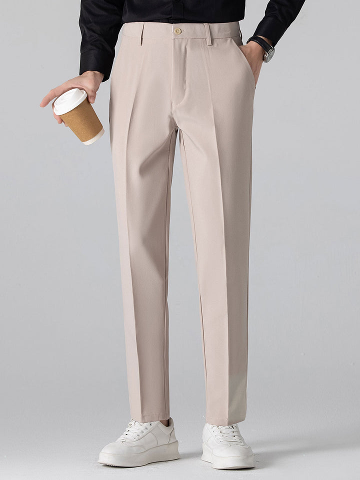 Striped Knitted Polo Shirt &amp; Slim Fit Tapered Trousers