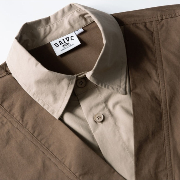 Patchwork Faux Two-Piece Workwear Short-Sleeve Shirt