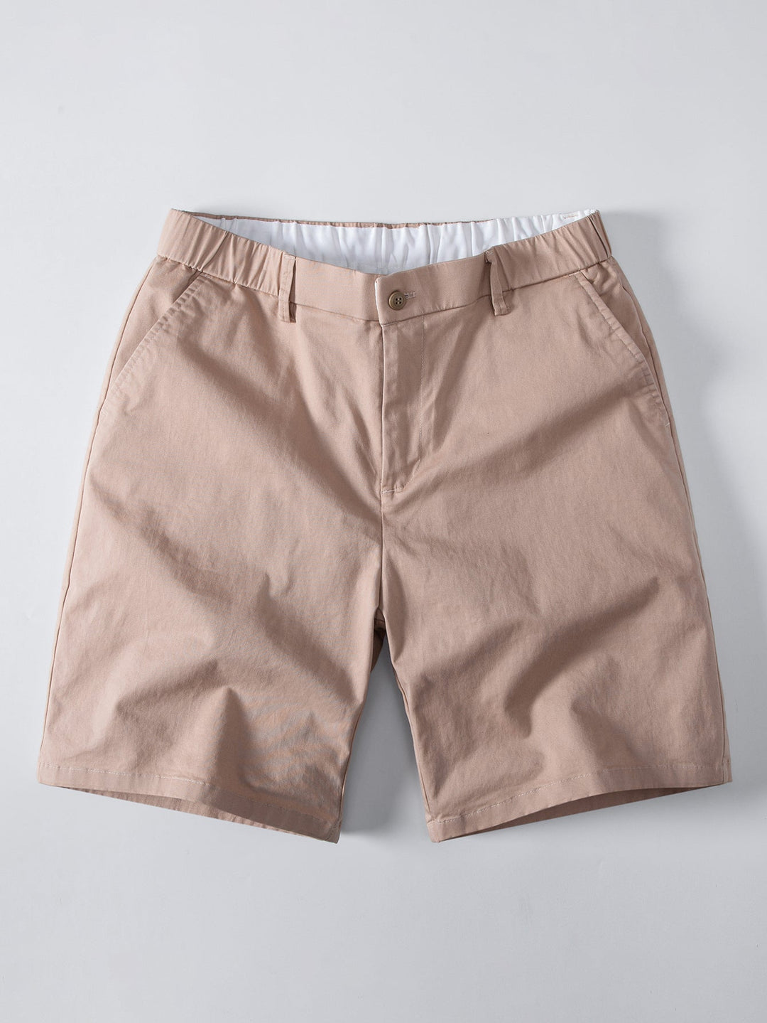 Contrast Striped Ribbed Knit Polo &amp; Elastic Waist Chino Shorts