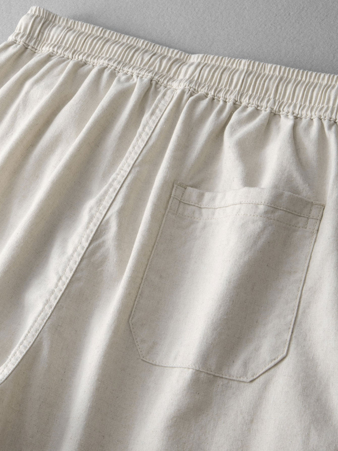 Stripe Waffle Johnny Collar Polo &amp; Straight Leg Linen Pants
