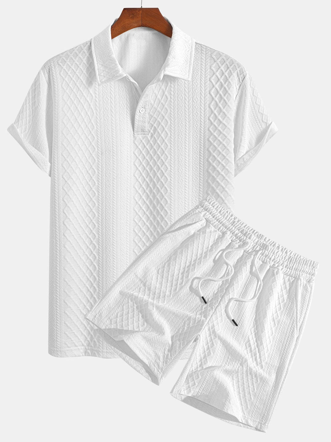 Geometric Diamond Jacquard Polo &amp; Shorts