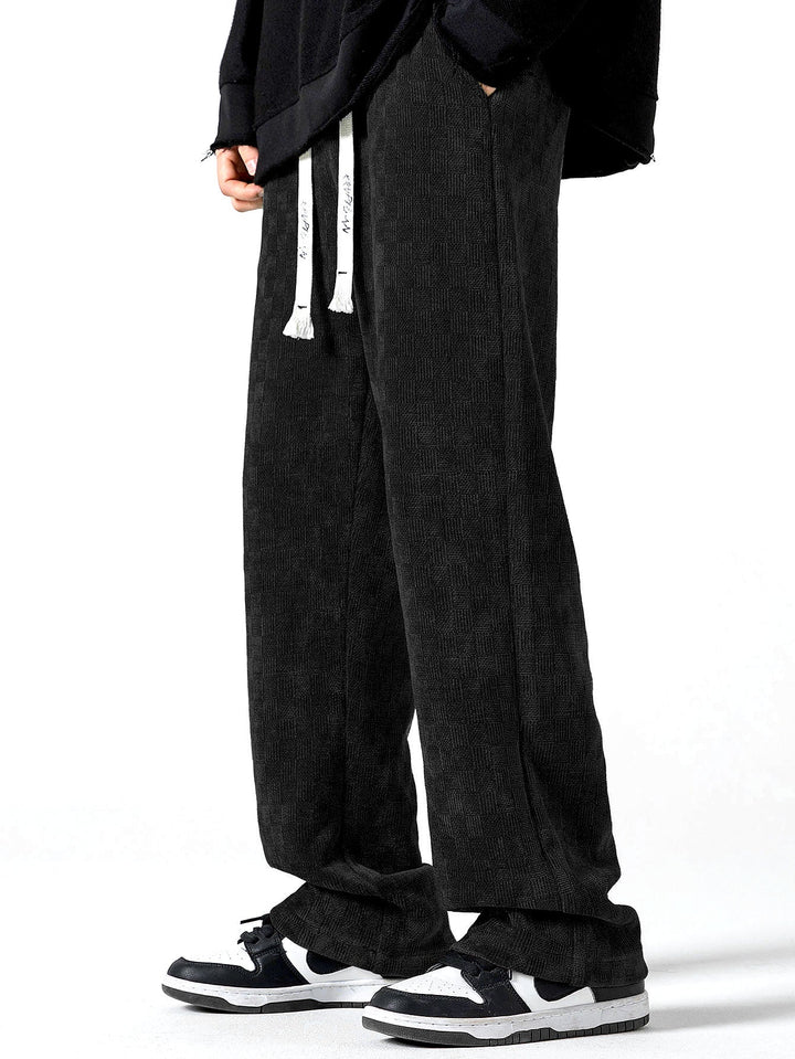 Checkerboard Textured Straight Leg Pants