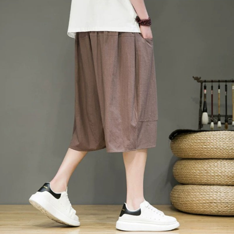 Linen Loose-fitting Low-rise Baggy Casual Shorts