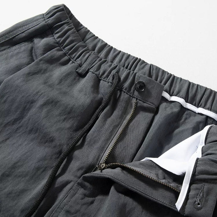 Breathable Elastic Waist Loose Curved Trousers