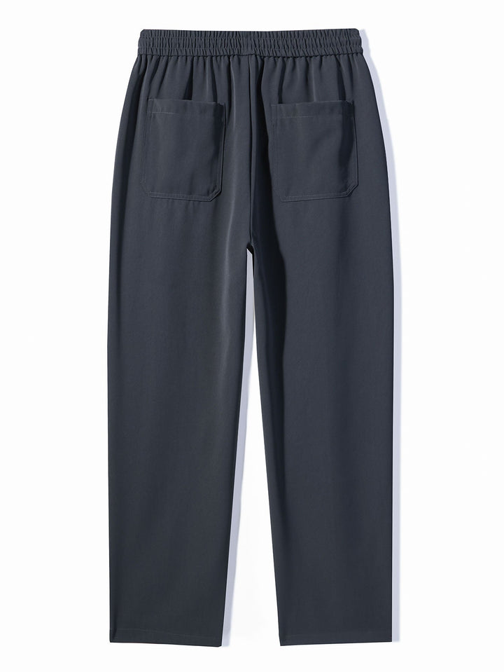 Single Pleat Drawstring Straight Leg Pants