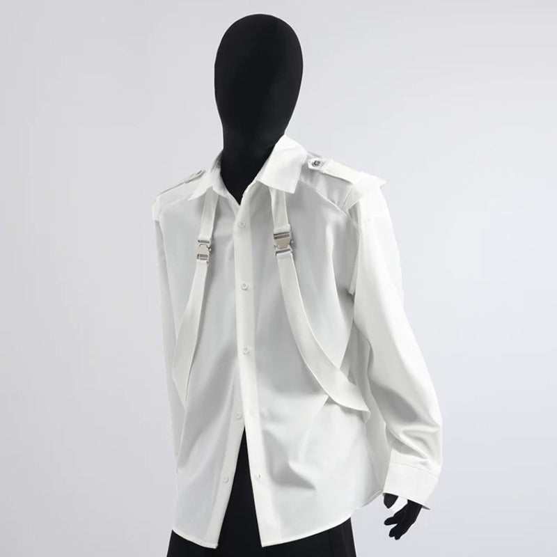 Deconstructed Long-sleeve Shirt with Strap Detailing