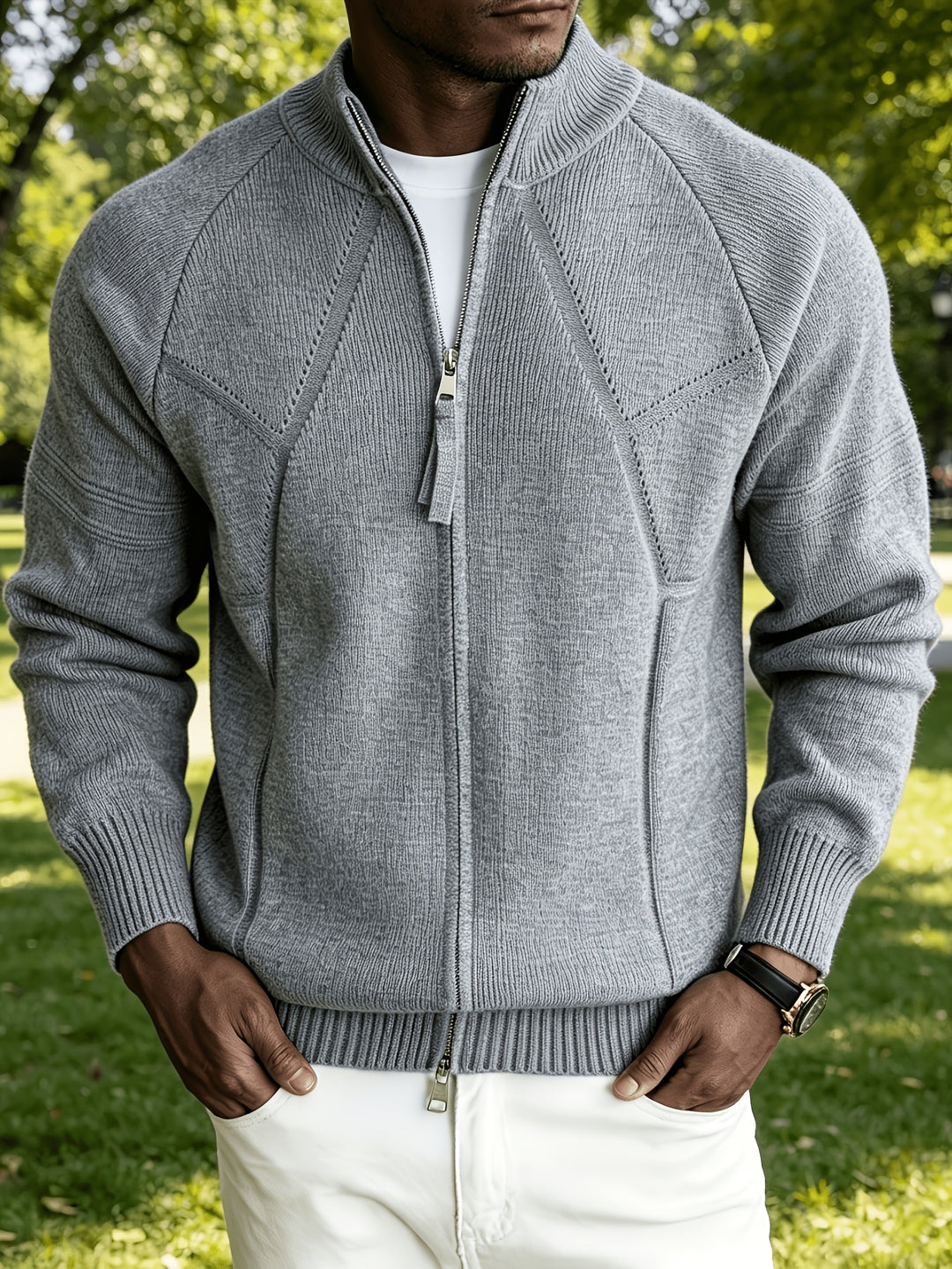 Casual Stand Collar Raglan Sleeve Sweater