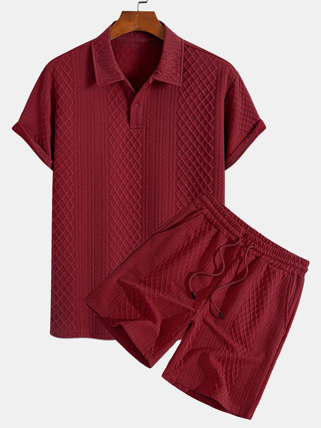 Geometric Diamond Jacquard Polo &amp; Shorts