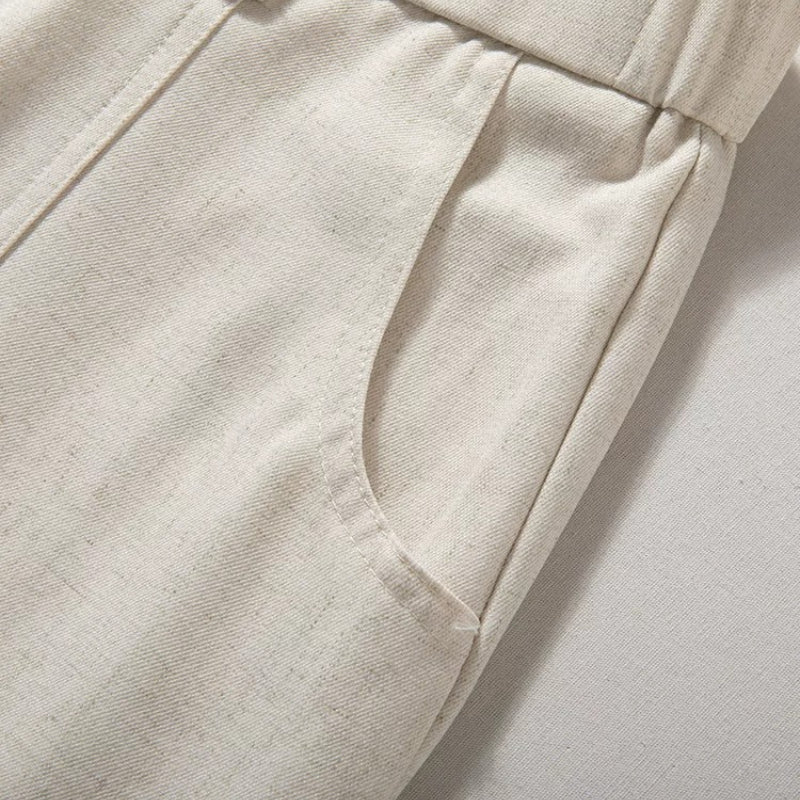 Flowy Wide-leg Straight Cropped Trousers