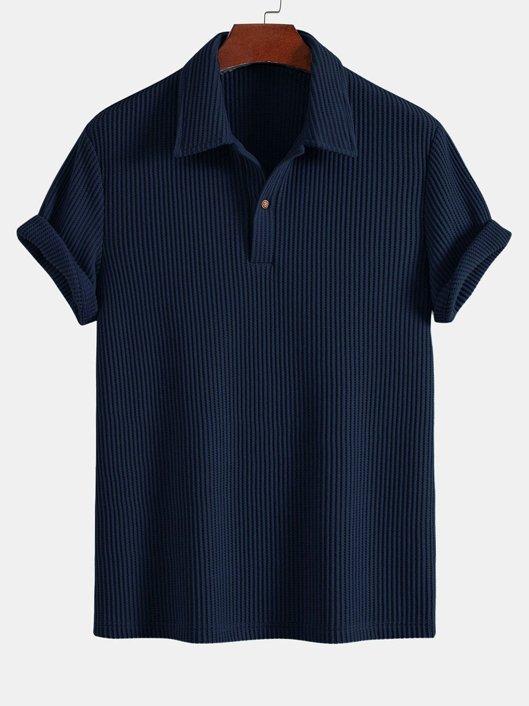 Short Sleeved Waffle Polo &amp; Drawstring Knitted Waffle Shorts