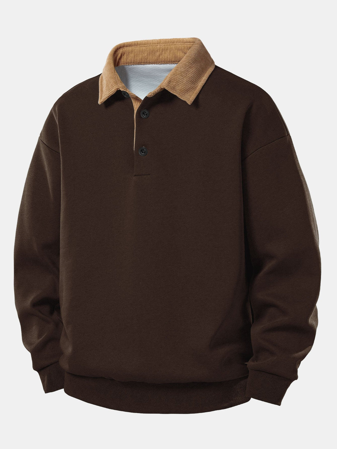 Relax Fit Contrast Corduroy Polo Collar Sweatshirt &amp; Straight Leg Corduroy Pants