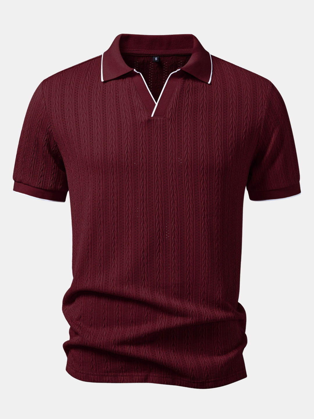Geometric Jacquard Johnny Collar Polo &amp; Slim Fit Tapered Trousers